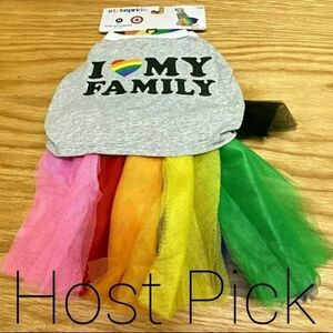 Pride Pet Costume I Love My Family T-Shirt Rainbow Skirt LGBT Dog Clothes Outfit